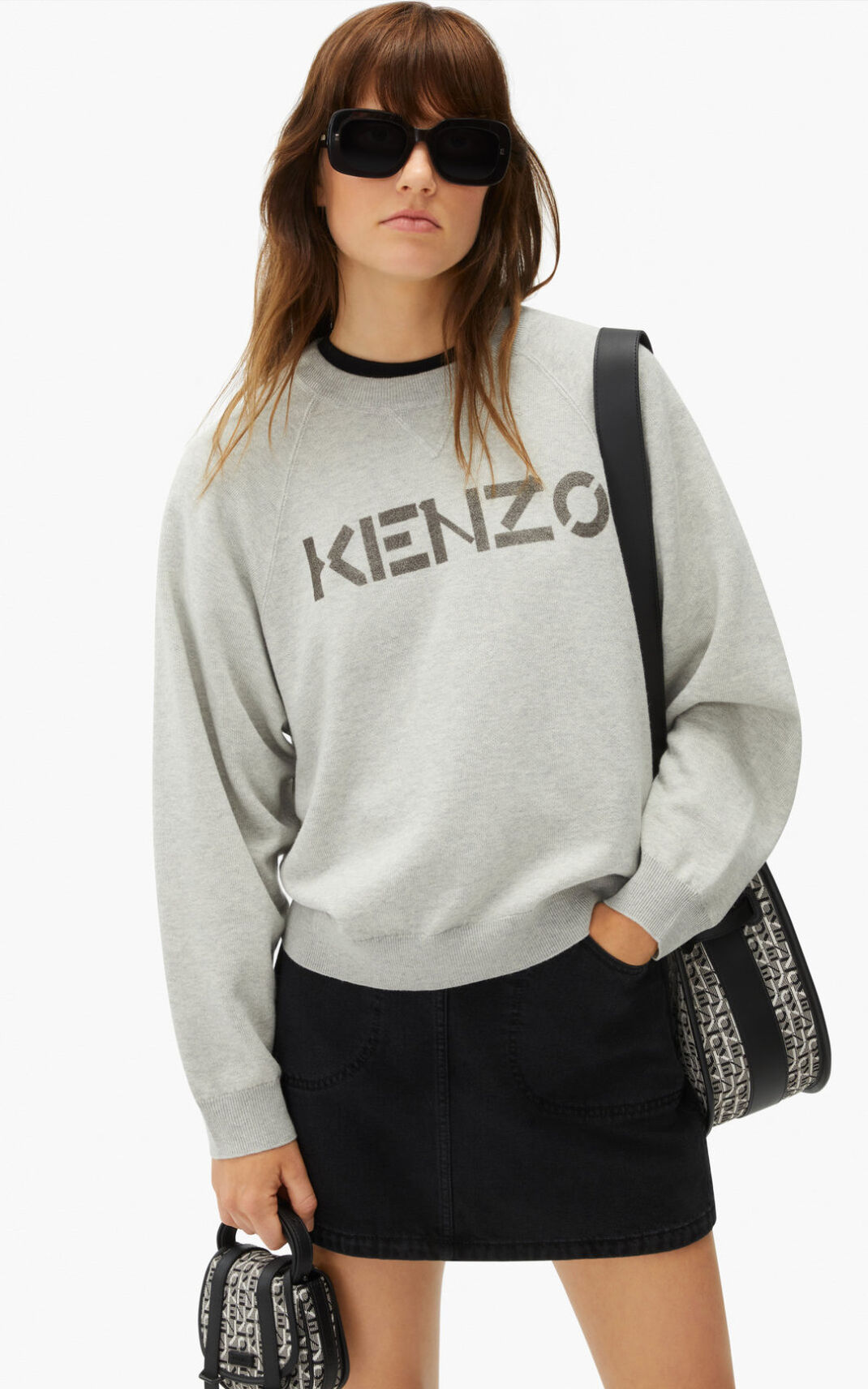 Kenzo Logo merino wool Ženska Pulover Siva SI-5267465